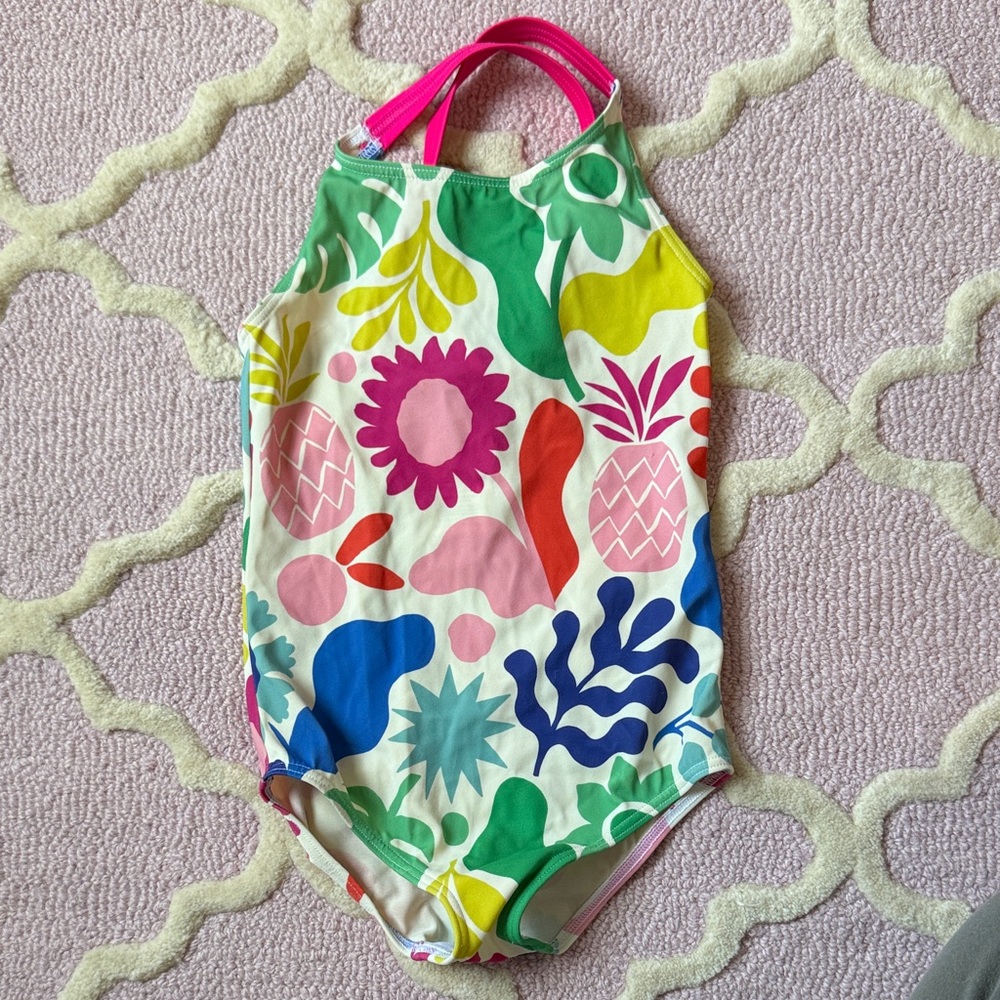 Mini Boden Cross Back printed swimsuit size 3-4